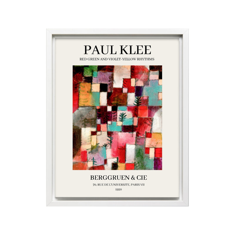Paul Klee - Rythmes rouge-vert et violet-jaune, Canevas, H 18 po x l 24 po, Encadrement blanc