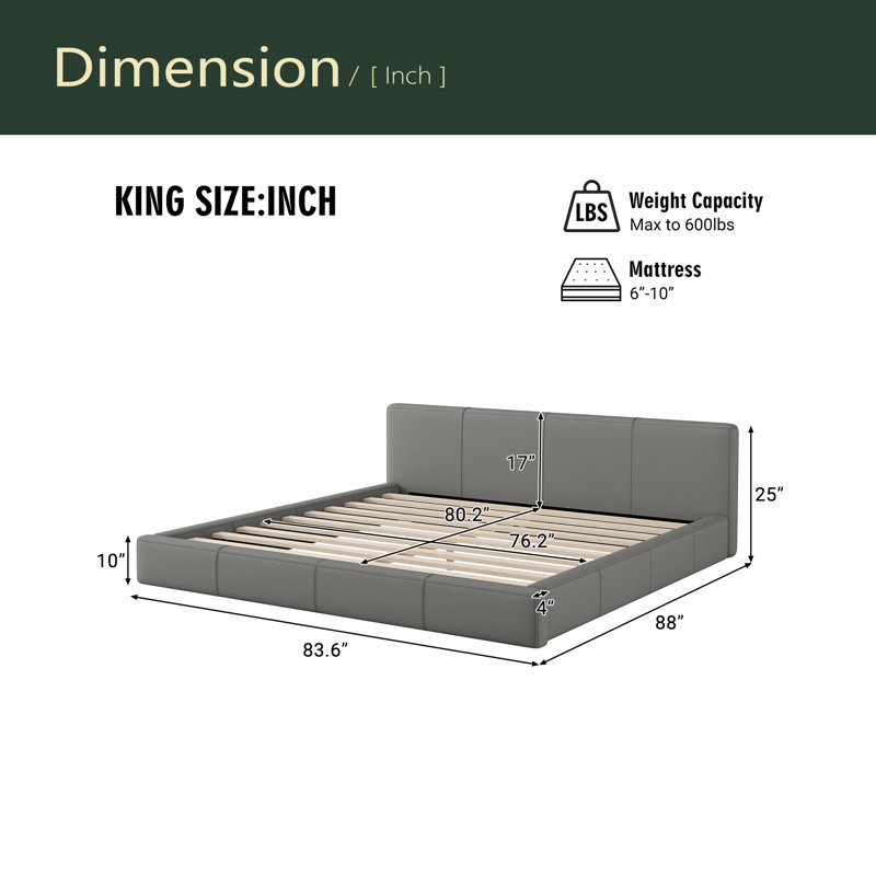 Stylish Upholstered Bed, King