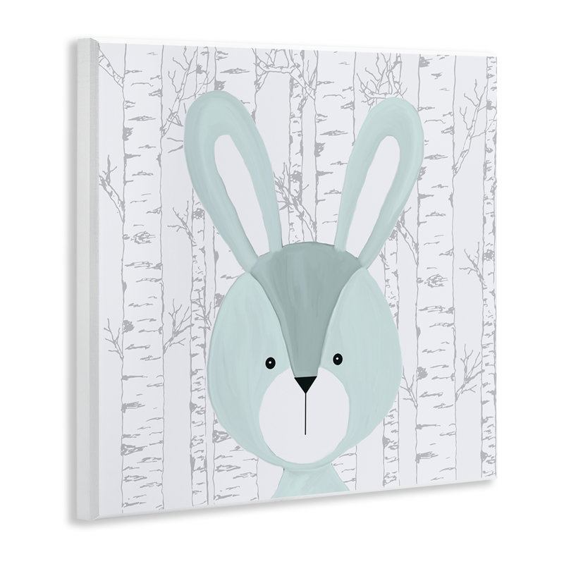 Plaque murale charmante lapin sur bouleau, design par Kim Allen