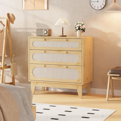 Modern Rattan Nightstand, Narrow Farmhouse Accent Cabinet
