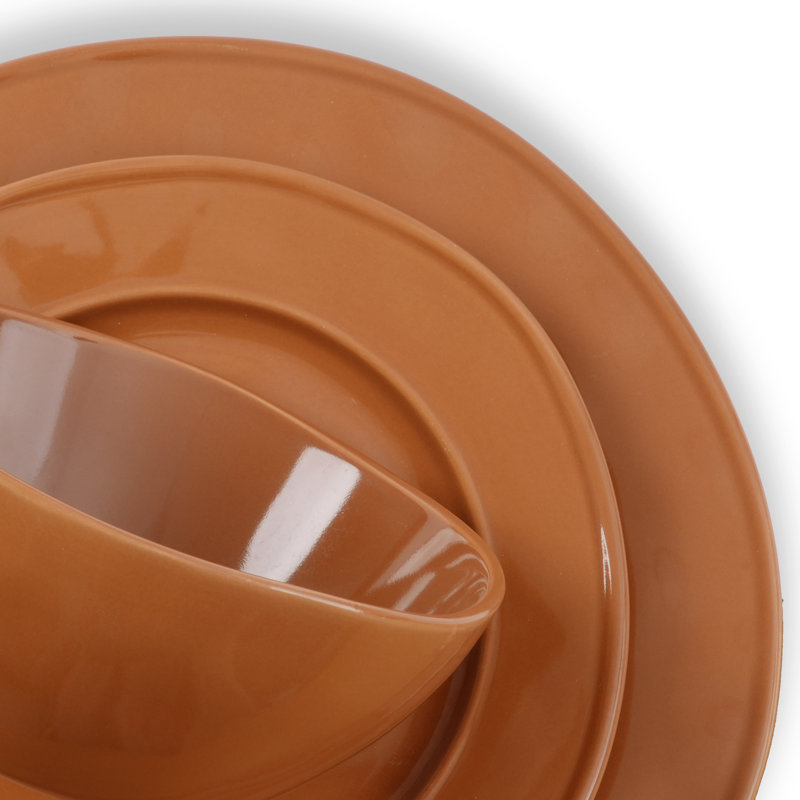  12 piece Stoneware Dinnerware Set - Service for 4, Brown