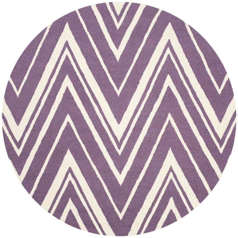 Sanyla Hand Tufted Wool Chevron Rug, Round 6'