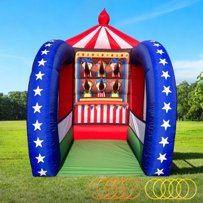 6.5×6.5×9FT Inflatable Carnival Games with Built-in Blower, Quick-Inflate — Ring Toss game Indoor & Outdoor Game for Backyard Parties, Team Challenges