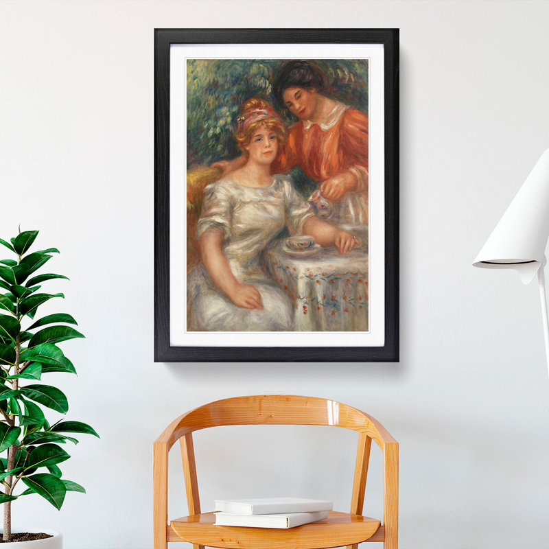 Tea Time by Pierre-Auguste Renoir - Picture Frame Painting, 90cm H x 65cm W x 2cm D, Black Framed