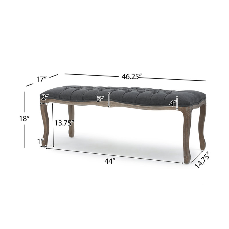 Banc rembourré en tissu Orndorff, Gris foncé