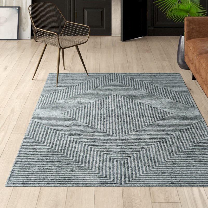 Merseles Hand Tufted Viscose Geometric Indoor Rug, Rectangle 4' x 6'