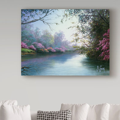 Fikes «Garden Scene 11», reproduction de peinture à l'huile sur toile tendue