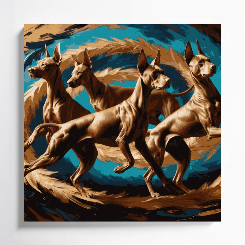 Chiens, art mural noir sur toile Xoloitzcuintli, H 16 po x l 16 po