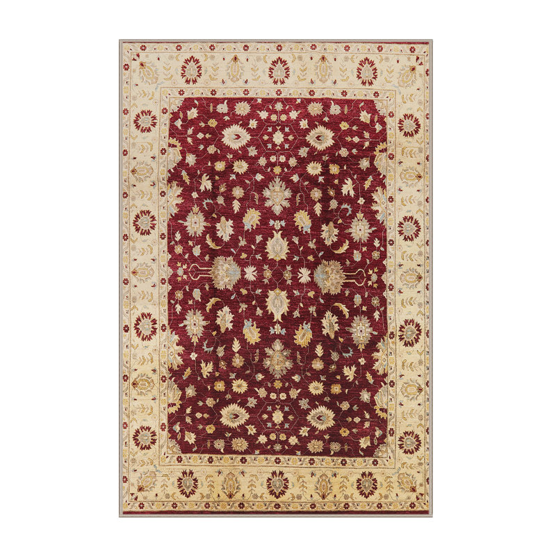 Tapis beige / rouge Furley, Rectangle 5 pi x 7 pi