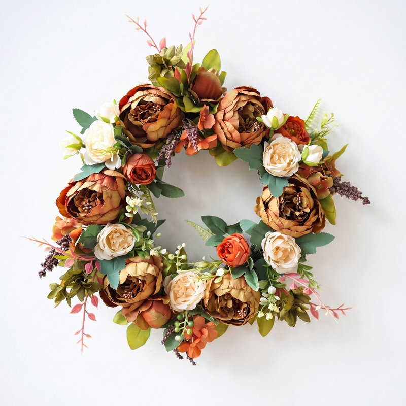 Couronne de pivoines 18 po, Brun