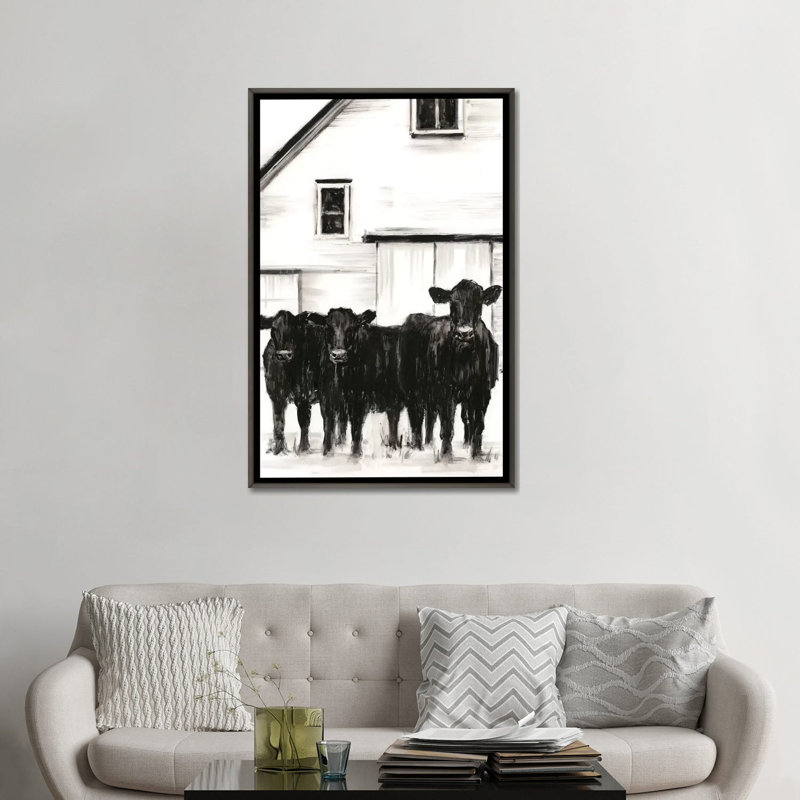«Stand Around I» par Ethan Harper - reproduction d'art, H 48 po x l 32 po x P 1,5 po, Toile avec cadre gris, Pas de tapis