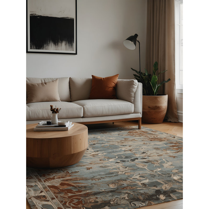 Machine Washable Gray Area Rug, Square 7'
