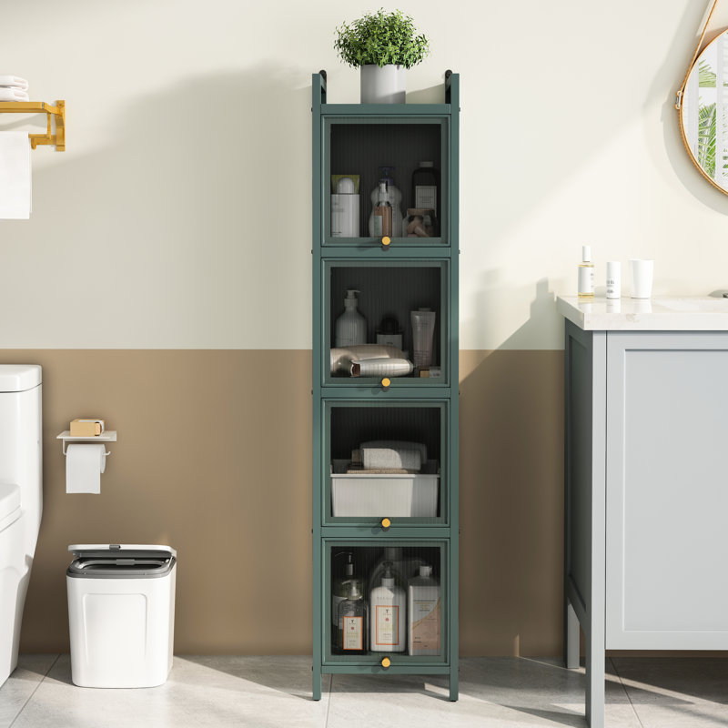 Dark Four Storage Unit For Home Decor And Organization Modern Cabinet With Compartments, Pantry, Dark Green