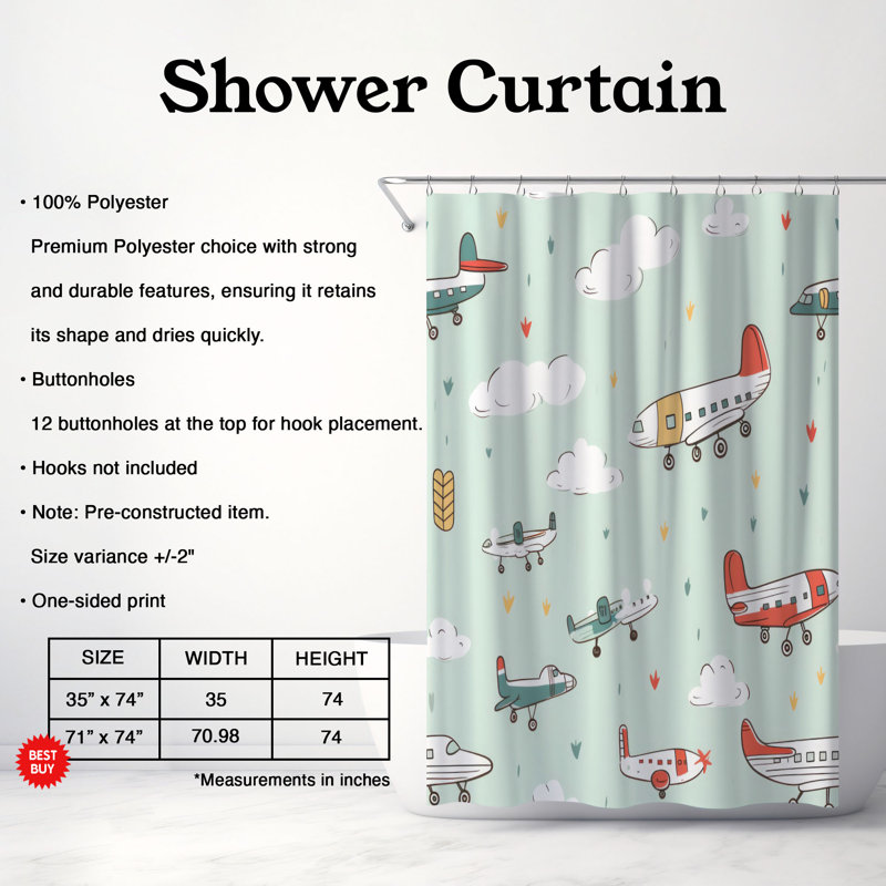 Veton Abstract Shower Curtain, 74"H x 71"W