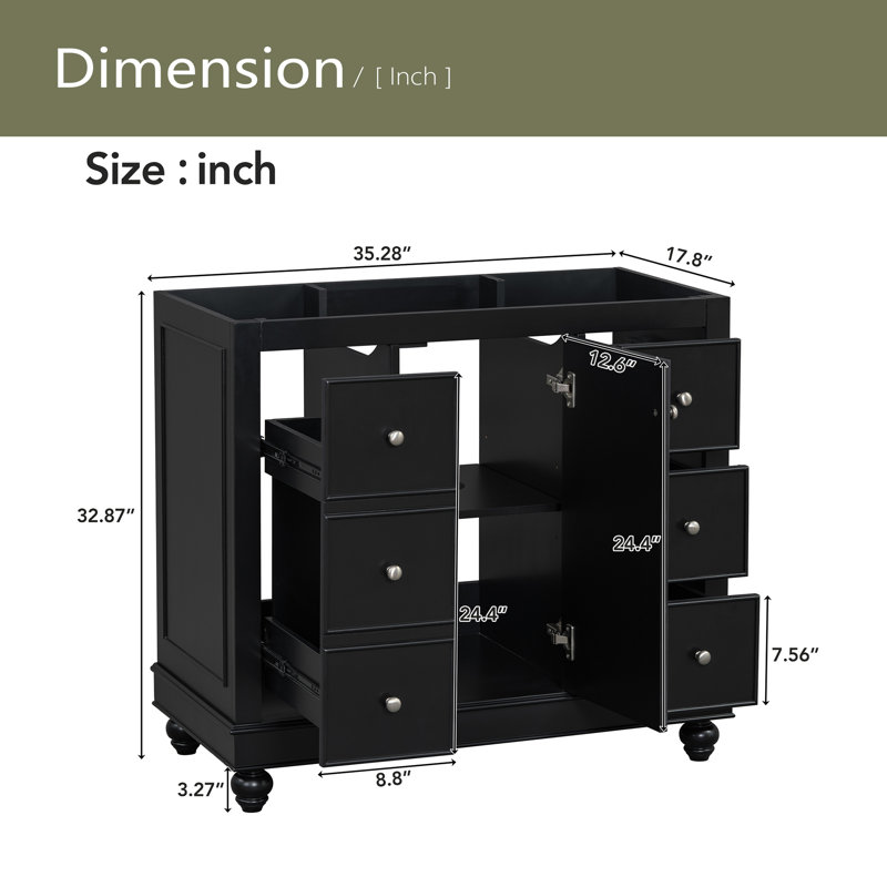 36" Bathroom Vanity, Black