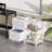 White 3-Drawer Fabric Lateral File Cabinet - Rolling Printer Stand (With Open Storage Shelf, For Home Office)