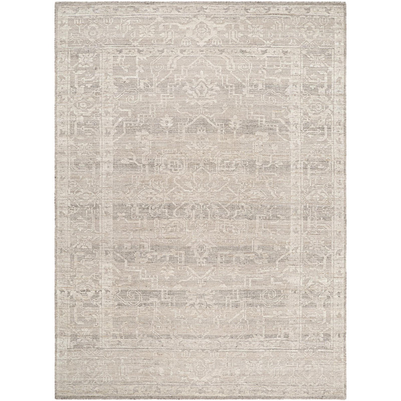 Iowa Hand Knotted Wool Oriental Area Rug in Gray, Rectangle 2' x 3'