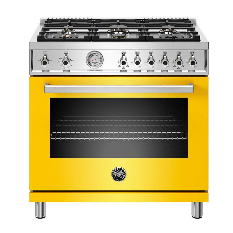 Bertazzoni 36'' W Free Standing Range, Yellow