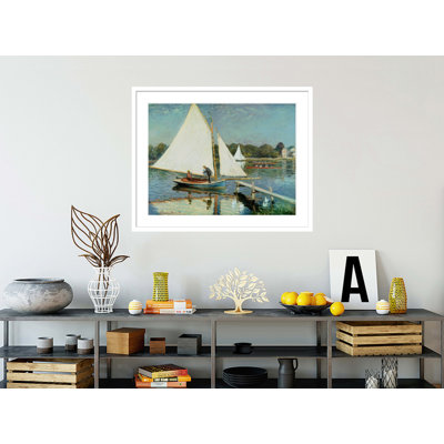 «Sailing at Argenteuil» par Claude Monet, impression giclée encadrée