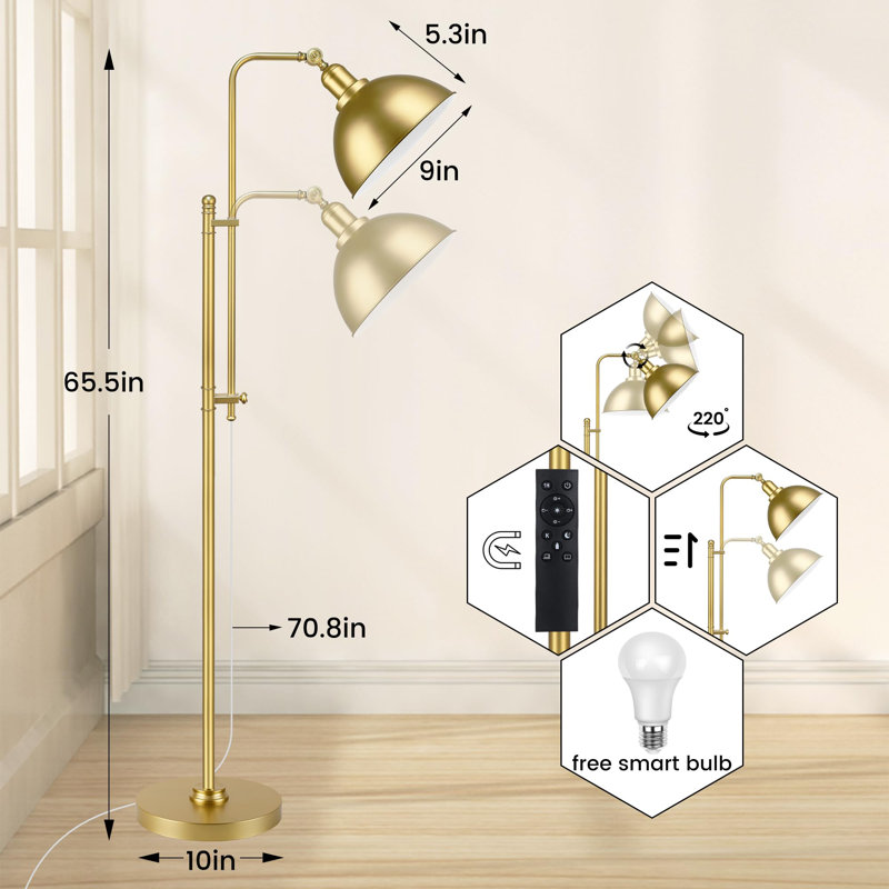 Industrial Floor Lamp, Gold