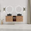 Meuble-lavabo mural 60 po avec lavabo d'art en céramique et 1 tablette de rangement, porte à fermeture en douceur, emballage KD, contreplaqué-998368138