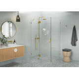 Halo 46 in. x 36 in. x 78 in. 90-degree Fully Frameless Glass Hinged Shower Enclosure