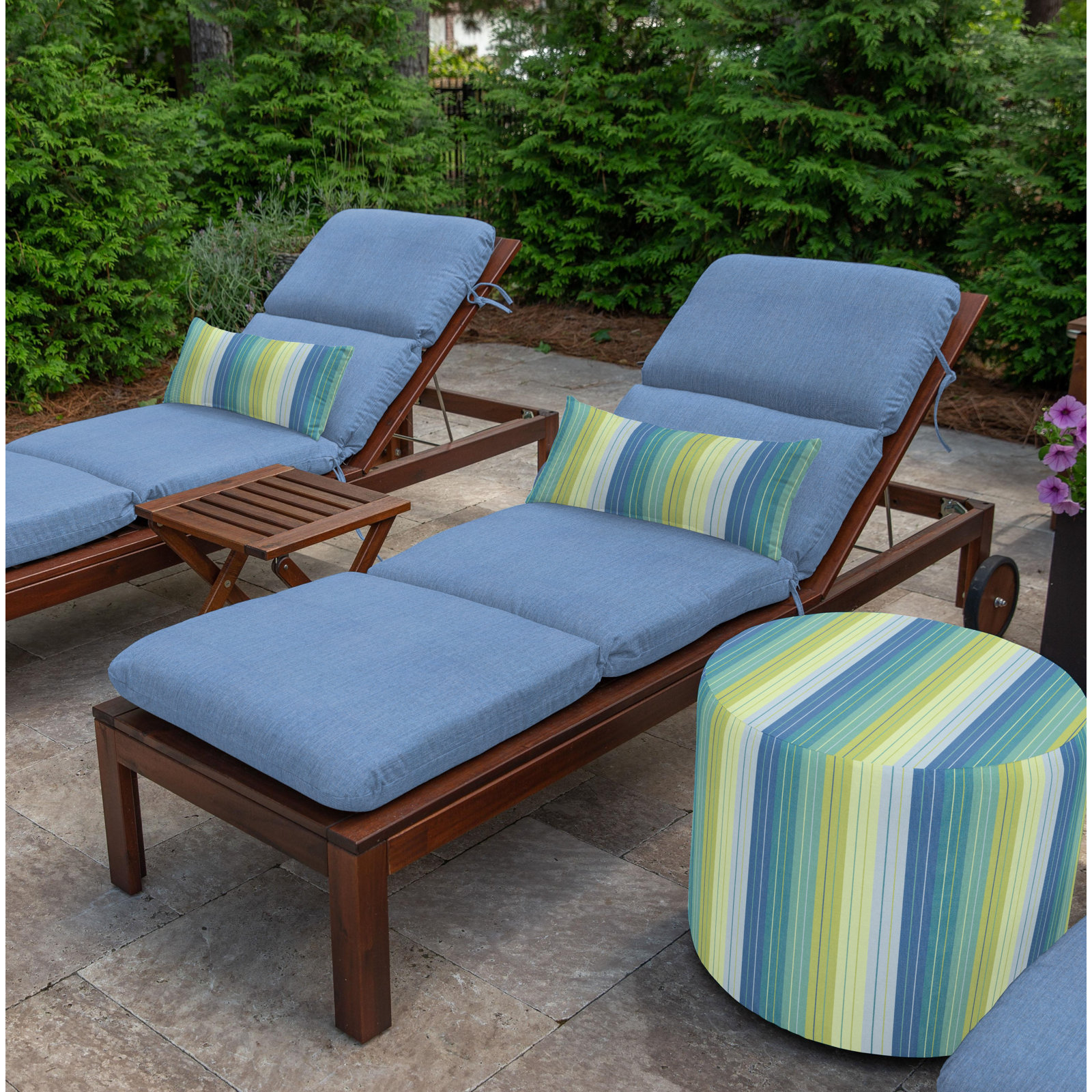 Marlowe Sunbrella® 1-Piece Outdoor Chaise Cushion, Cast Ocean Sunbrella® Plainweave