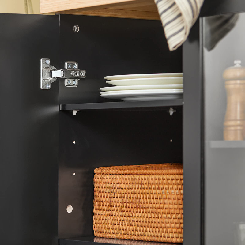Kingon Wood Kitchen Island, Black