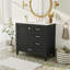 Meuble-lavabo moderne 36 po avec cadre en pin massif, 1 porte à fermeture douce et 3 tiroirs, armoire de rangement moderne-348801141