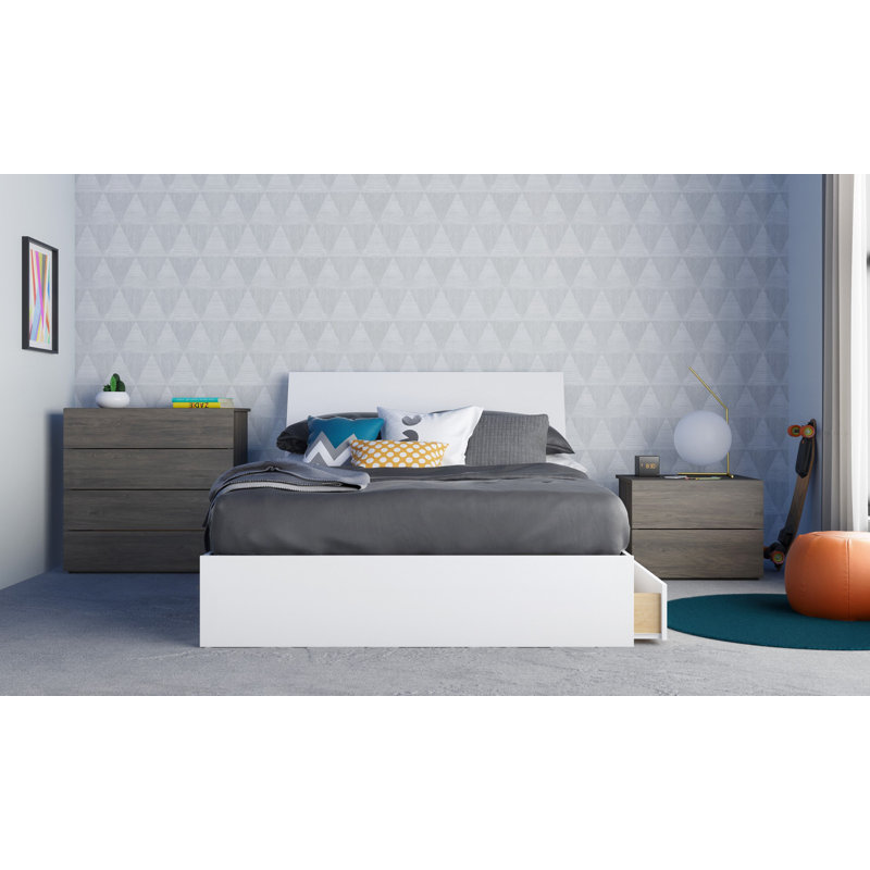Ensemble de chambre Olcay, Simple, Trois pièces (lit, table de chevet et commode)