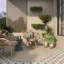 Jardinière ronde blanche avec base en métal doré, 10 po, 13 po