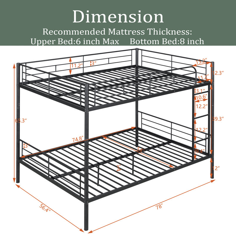 Alasia Kids Full Over Full Bunk Bed, Black