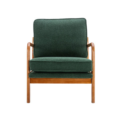 Chaise d'appoint de style Mid-Century moderne, chaises de salon en tissu confortable avec structure en bois massif, fauteuil de lecture pour salon, assemblage facile (gris huître)