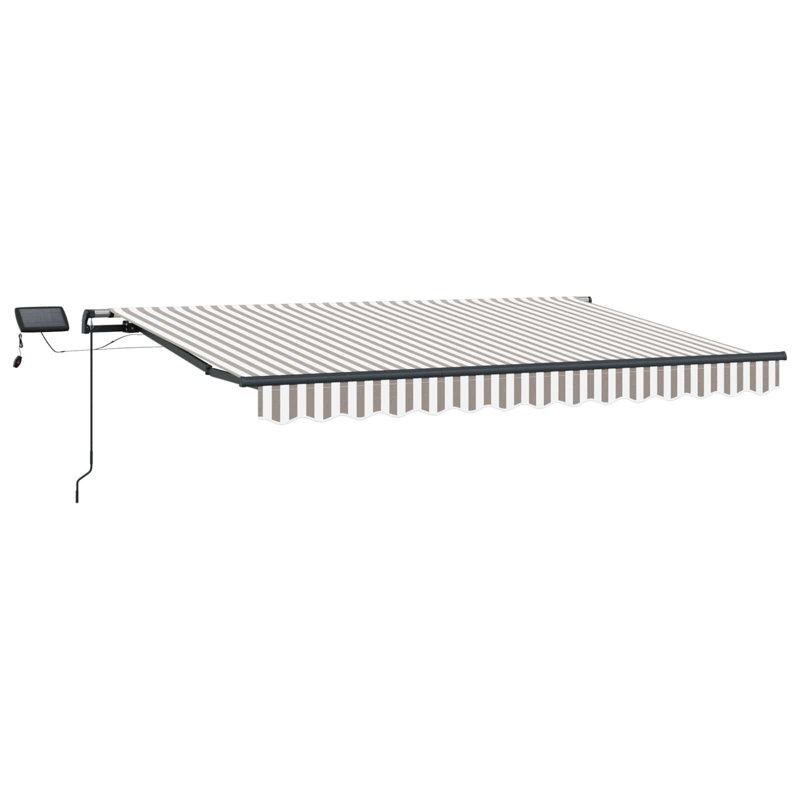 VidaXL Polyester Cover Retractable Patio Awning, Light Grey, Does Not Applycm H x 300cm W x 250cm D, Striped