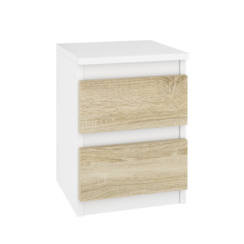Ramlal 30cm W Manufactured Wood Bedside Table, White/Brown