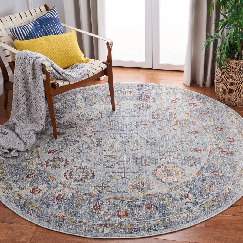 Tapis oriental gris clair Smeltzer, Rond 6 pi 7 po