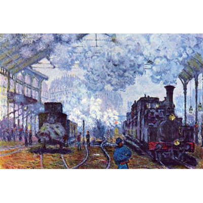 Reproduction d’art sur toile tendue, "la station de saint-lazare à paris, arrivée d’un train" par claude monet
