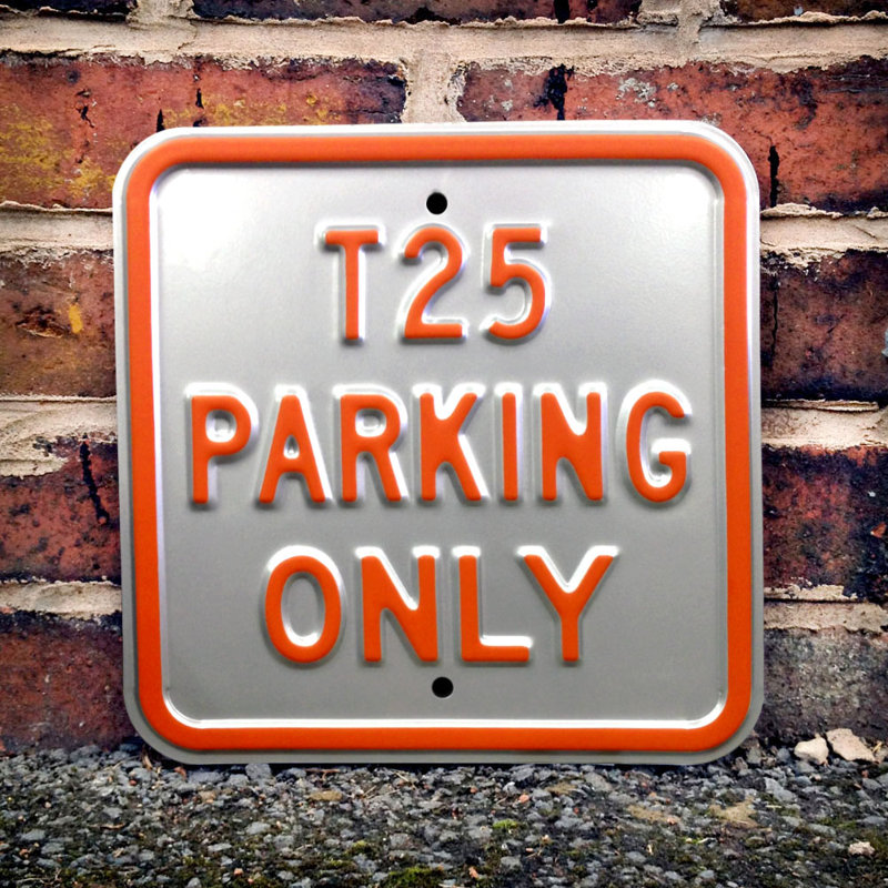 VW T25 Parking Only - No Frame Print on Metal