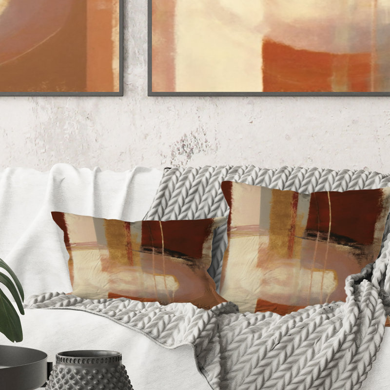 Chocolate Brown Elementary IV - Abstract Printed Throw Pillow