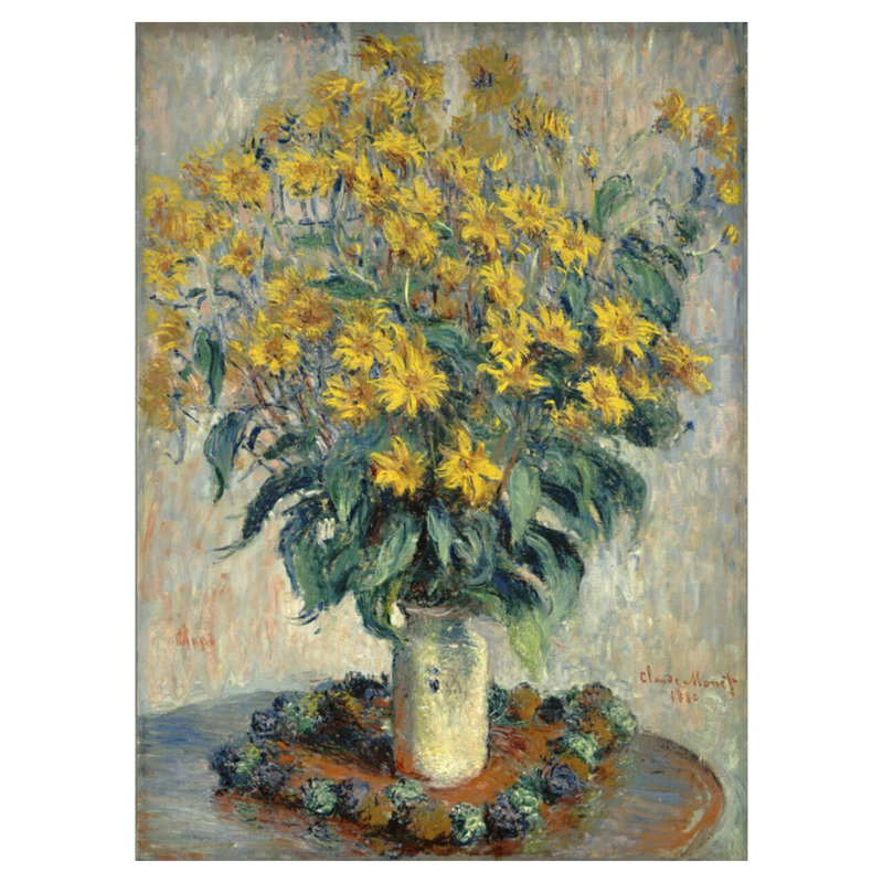 Fleurs de topinambours par Claude Monet - Impression sur toile, H 40 po x l 32 po