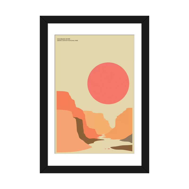 Grand Canyon, impression sur toile tendue, Papier d'art encadré noir, Blanc, H 32 po x l 24 po x P 1 po