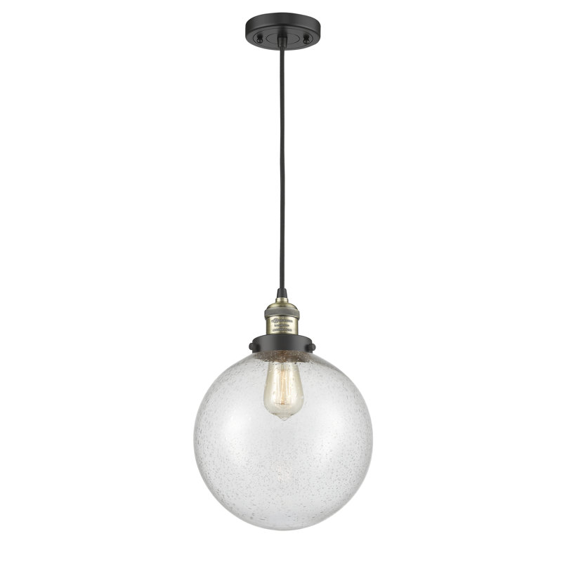 Luminaire suspendu sphère simple à 1 lumière Clermont, DEL, Grainé, Laiton antique noir