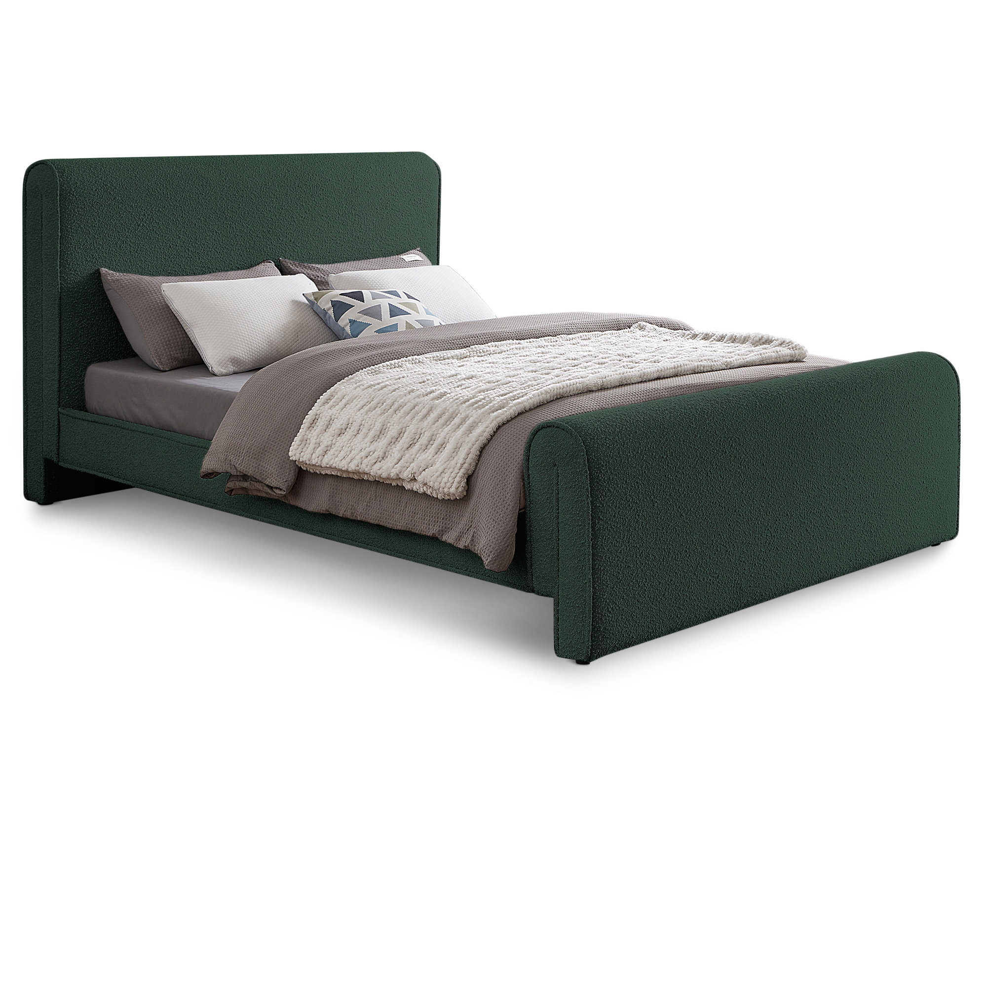 Chaylin Upholstered Bed, Green Boucle Fabric, King