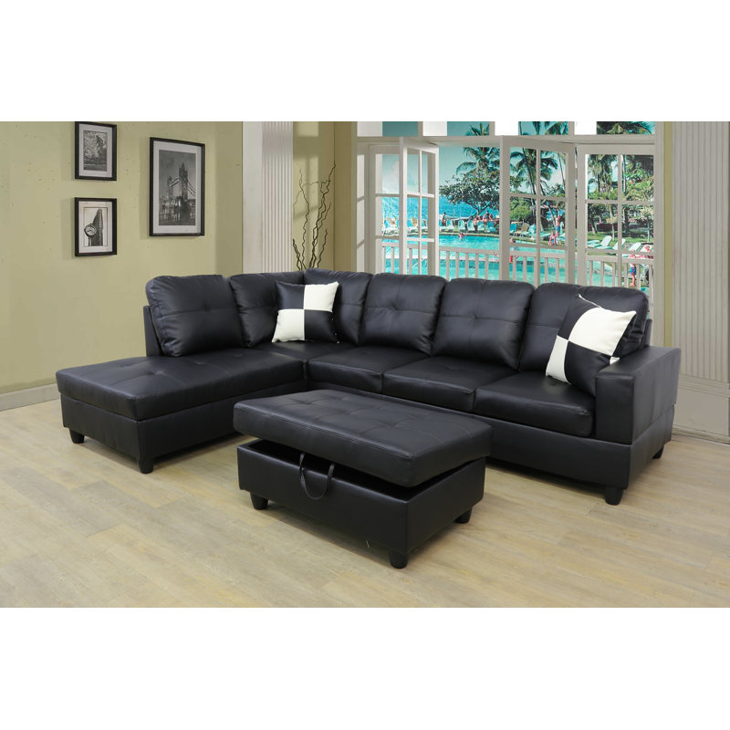 Upholstered Sectional, Left Hand Facing, Dark Gray