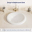 Lavabo ovale à encastrer avec trop-plein en porcelaine vitrifiée blanche, 45 cm (L) x 39 cm (P).