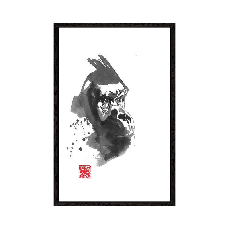Gorilla Thoughts 1 Piece Wall Art on Canvas, 66.04 cm H x 45.72 cm W, Black Framed