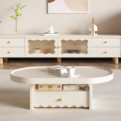 Cream style design solid wood coffee table
