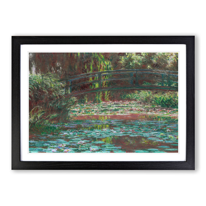 The Japanese Footbridge Vol.3 by Claude Monet - Picture Frame Painting, 27cm H x 36cm W x 2cm D, Black