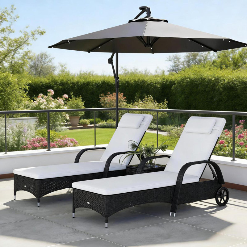 Ensemble de chaises longues d'extérieur 3 pièces