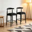 Ensemble de 2 tabourets de bar rembourrés en tissu noir, tabourets de bar à hauteur de comptoir sans accoudoirs modernes pour îlot de cuisine, salle à manger et bar personnel-129603287